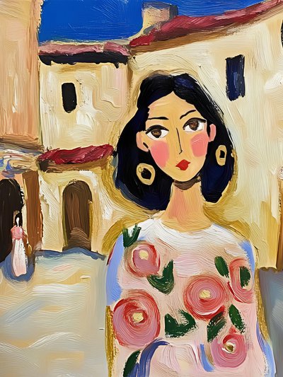 Gemalte Blumenstadtfrau von Avanesova Elena