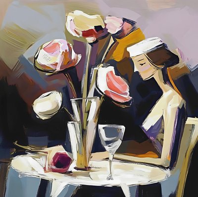 Nachdenkliche Frau mit Blumen von Avanesova Elena