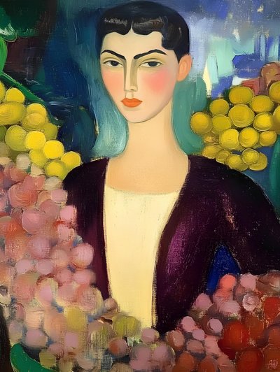 Serene Frau mit Trauben von Avanesova Elena