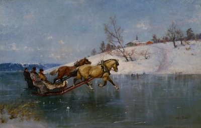 Schlittenfahrt auf dem Mjøsa von Axel Hjalmar Ender