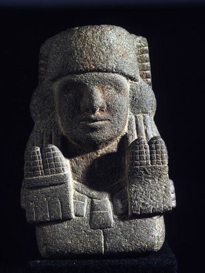 Aztekische Kunst: Darstellung von Chicomecoatl (auch Xilonen genannt), Göttin der Maisernte und Fruchtbarkeit. Nationalmuseum für Anthropologie, Mexiko von Aztec Aztec