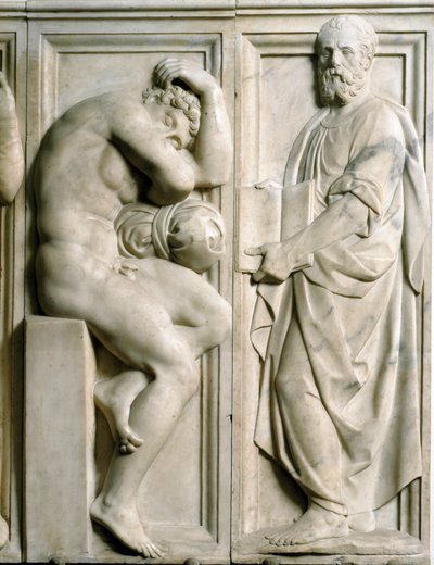 Prophet und Ignudo Flachrelief aus Marmor von Baccio Bandinelli (1493-1560) von Baccio Bandinelli