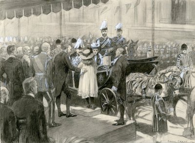 König Edward VII. und Königin Alexandra - Stand des London County Council auf dem Trafalgar Square, 24. Oktober 1902 von Balliol (after) Salmon