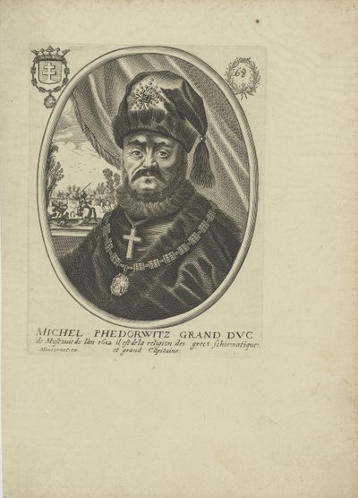 Porträt des Zaren Michail I. Fjodorowitsch von Russland 1596-1645, um 1640-1650 von Balthazar Moncornet