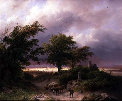 Waldlandschaft mit Fernsicht auf Cleve von Barend Cornelis Koekkoek