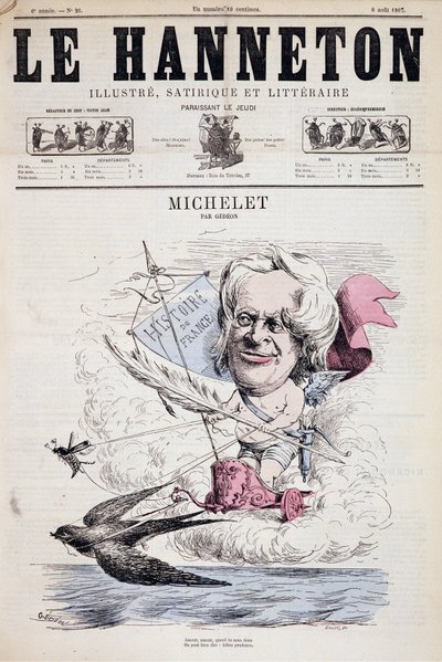 Karikatur von Jules Michelet - von Gedeon in „Le Hanneton“ 08.08.1867 von Baril Gedeon
