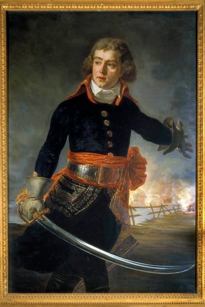 Italienkampagne (1796-1797): „Porträt von Louis Alexandre (Louis-Alexandre) Berthier (1753-1815), Prinz von Neuchatel, Marschall von Frankreich (dargestellt an der Pont de Lodi am 10.05.1796)“ Gemälde von Antoine Jean Gros (1771-1835) 1796 von Baron Antoine Jean Gros
