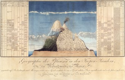 Geographie der Pflanzen in tropischen Ländern, eine Studie der Anden, gezeichnet von Schoenberger und Turpin, gedruckt von Langlois, Paris von Baron Friedrich Alexander von Humboldt