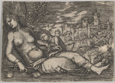 Der Welt Lauf Schlafende Gerechtigkeit Kopie, frühes 16. Jahrhundert von Barthel Beham