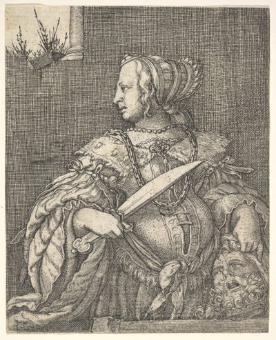 Judith, halbfigur und im Profil nach links, ein Schwert in ihrer rechten Hand und der Kopf von Holo... von Barthel Beham