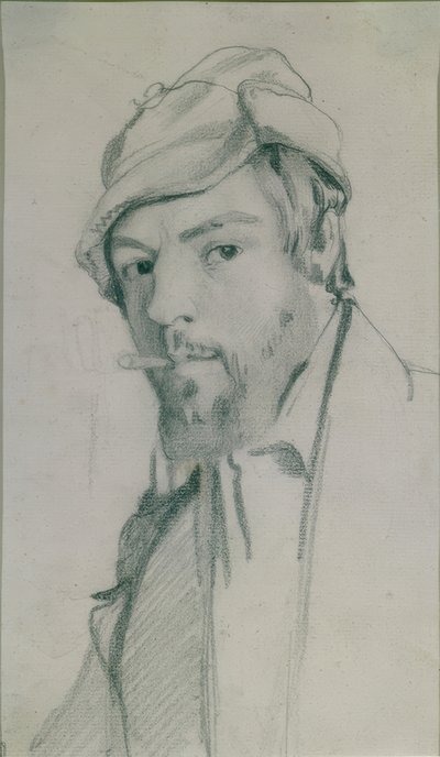 Selbstporträt von Barthélemy Menn mit Zigarre von Barthélemy Menn