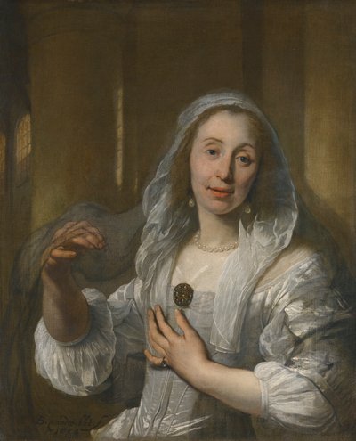 Porträt einer Frau in Weiß von Bartholomeus van der Helst