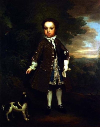 Porträt eines kleinen Jungen mit einem Spaniel und einem Papagei von Bartholomew Dandrige