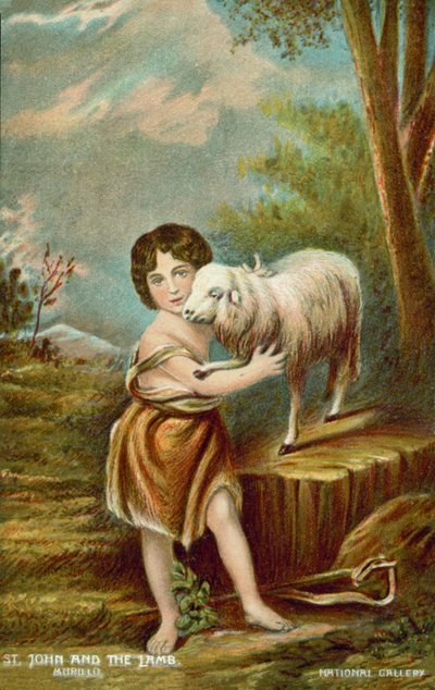 Das Jesuskind und der Lamm von Bartolome Esteban (after) Murillo