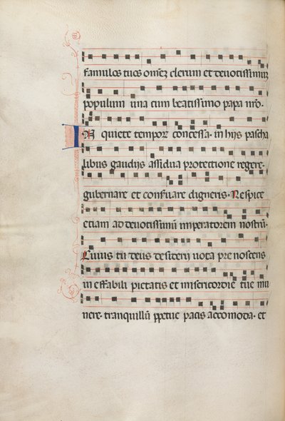Missale: Fol. 157v: Musik für Exultet, 1469 von Bartolomeo Caporali