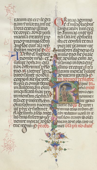 Missale: Fol. 387v: Der Tod dargestellt als Skelett mit einer Sichel, 1469 von Bartolomeo Caporali