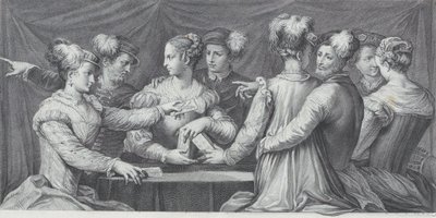 Eine Gruppe elegant gekleideter Menschen beim Kartenspielen, 1740-68 von Bartolomeo Crivellari