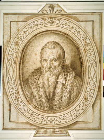 Selbstporträt im Alter, mit simuliertem Rahmen von Bartolomeo Passarotti