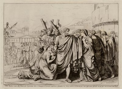 Atilius Regulus bereitet sich darauf vor, Rom zu verlassen, um in die Gefangenschaft nach Karthago zurückzukehren von Bartolomeo Pinelli