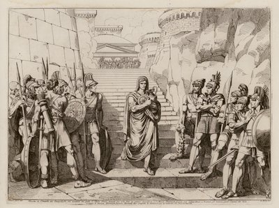 Gaius Fabius Dorsuo passiert die Gallier ungestört auf dem Weg, um ein Opfer zu bringen, 390 v. Chr. von Bartolomeo Pinelli