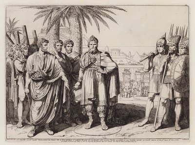Gaius Popillius Laenas zieht einen Kreis im Sand um Antiochus IV Epiphanes von Bartolomeo Pinelli
