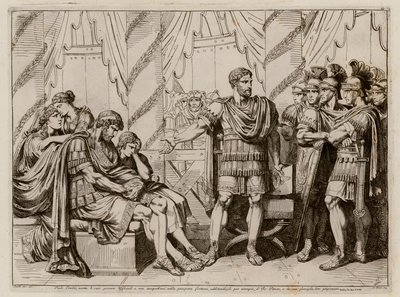 Lucius Aemilius Paullus Macedonicus zeigt auf den besiegten König Perseus von Makedonien von Bartolomeo Pinelli