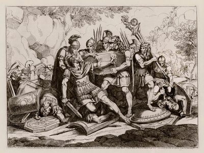 Marcus Calpurnius Flamma lebend unter den Leichen seiner von den Karthagern getöteten Kameraden gefunden von Bartolomeo Pinelli