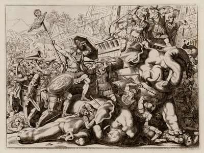 Marcus Claudius Marcellus siegt über die Karthager (Radierung) von Bartolomeo Pinelli