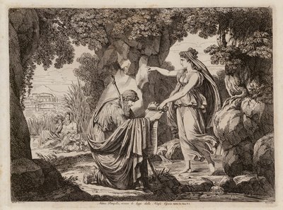 Numa Pompilius mit der Nymphe Egeria (Radierung) von Bartolomeo Pinelli