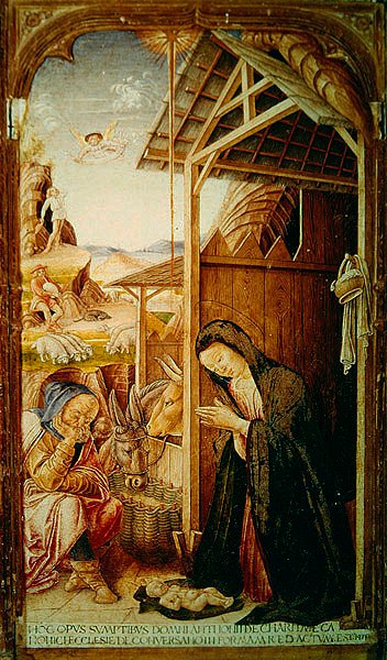 Geburtsszene, zentrales Panel eines Conversano-Polyptychons, 1475 von Bartolomeo Vivarini