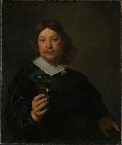 Mann mit einem Glas Wein von Bartolomeus van der Helst