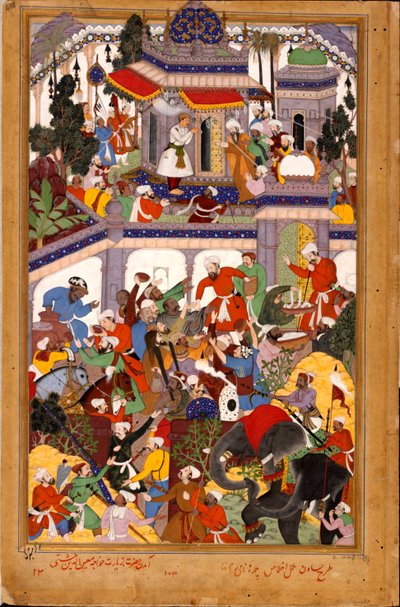 Akbar besucht das Heiligtum von Khwajah Muin ad-Din Chishti in Ajmer, ca. 1590 von Basawan
