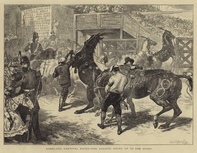Rom, die Karnevalsrennen, die Barberi gehen zum Start von Basil Bradley