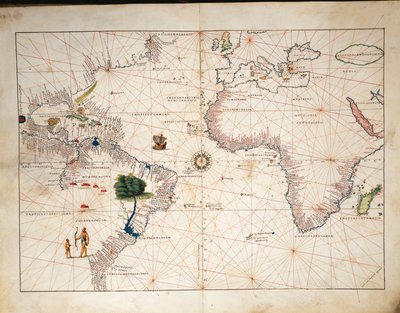 Afrika, Europa und Teil Amerikas, aus dem Atlas der Welt in dreiunddreißig Karten, von Battista Agnese von Battista Agnese
