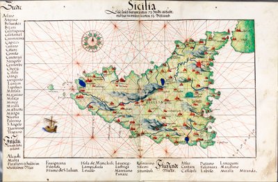 Karte von Sizilien von Battista Agnese