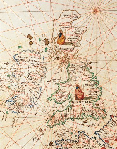 Europa: Großbritannien und Irland, aus dem Atlas der Welt in dreiunddreißig Karten, von Battista Agnese von Battista Agnese