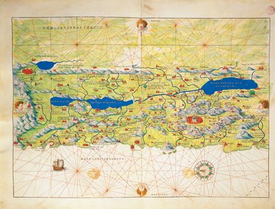 Heiliges Land, Israel und Palästina, aus dem Atlas der Welt in dreiunddreißig Karten, von Battista Agnese von Battista Agnese