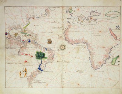 Die Neue Welt, aus einem Atlas der Welt in 33 Karten, Venedig, 1. September 1553 von Battista Agnese