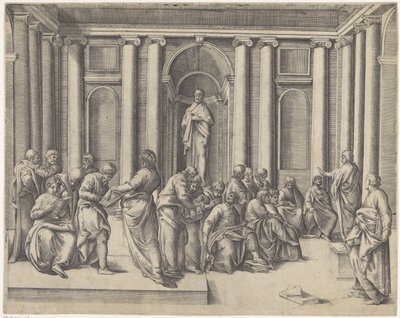 Christus unter den Schriftgelehrten im Tempel von Battista Franco
