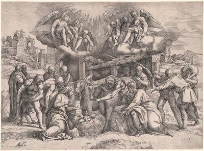 Die Anbetung der Hirten, ca. 1552 von Battista Franco