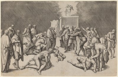 Die Bundeslade im Tempel des Dagon von Battista Franco