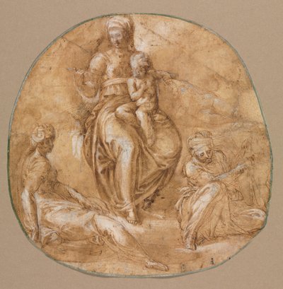 Die Jungfrau und das Kind mit der heiligen Katharina von Alexandria und einer älteren Heiligen, ca. 1545 von Battista Franco