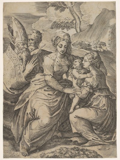 Madonna mit Kind und Heiligen nach Parmigianino von Battista del Moro
