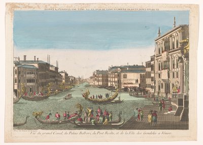 Blick auf den Canal Grande mit Gondeln, dem Palazzo Balbori und der Rialto-Brücke in Venedig von Beauvais