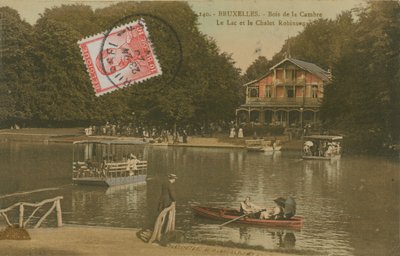 Der See und das Chalet Robinson, Bois de la Cambre, Brüssel von Belgian Photographer