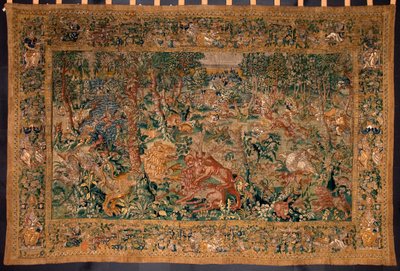 Jagdszene Tapisserie hergestellt in den Manufakturen von Brüssel. 16. Jahrhundert Genua, Musei di Strada Nuova von Belgian School