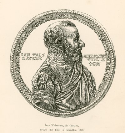 Jean Walravenz, genannt Oomken, Fürst der Narren, in Brüssel, 1563 von Belgian School