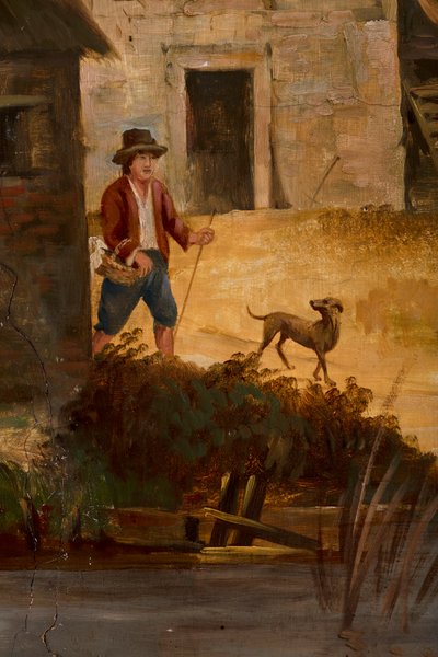 Zweiter Hinterraum, Besprechungsraum, Wandmalereien mit ländlichen Szenen im klassischen Stil, wahrscheinlich um 1810, Szene 3 von Belgian School