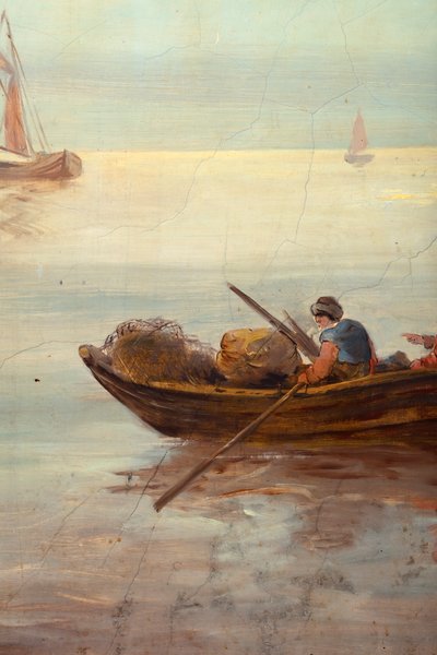 Zweiter Hinterraum, Besprechungsraum, Wandgemälde mit ländlichen Szenen im klassischen Stil, wahrscheinlich um 1810, Szene 3 von Belgian School