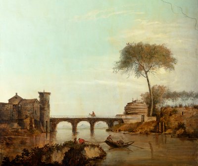 Zweiter Hinterraum, Besprechungsraum, Wandgemälde mit ländlichen Szenen im klassischen Stil, wahrscheinlich um 1810, Szene 2 von Belgian School